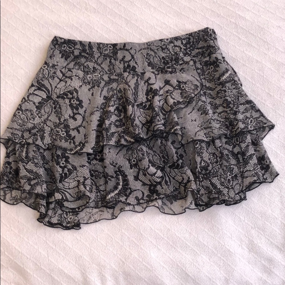 BCBG Layered Ruffle Wrap Mid Length Skirt